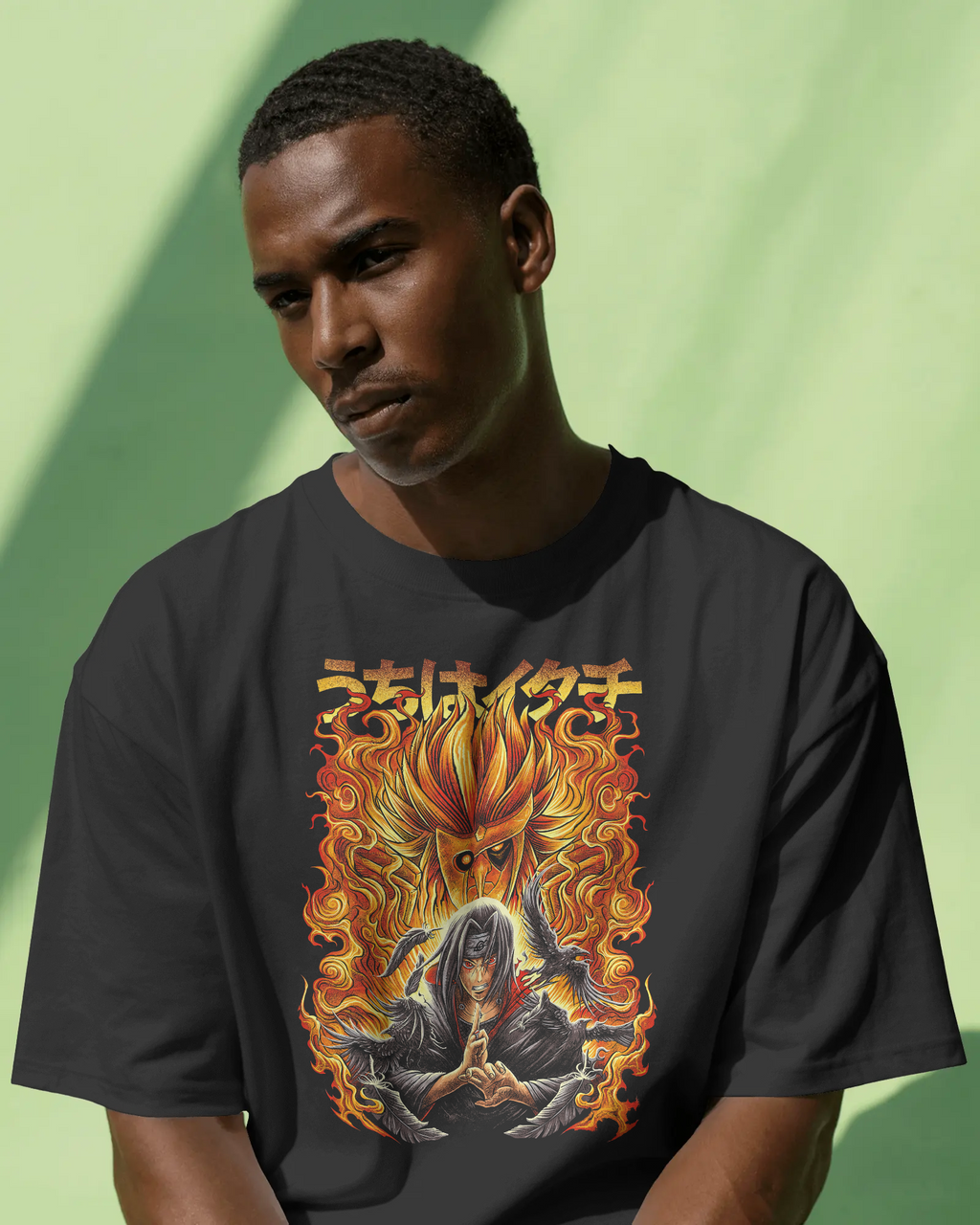 Itachi Uchiha — Susanoo Flame Drop Shoulder Heavyweight Cotton T-Shirt