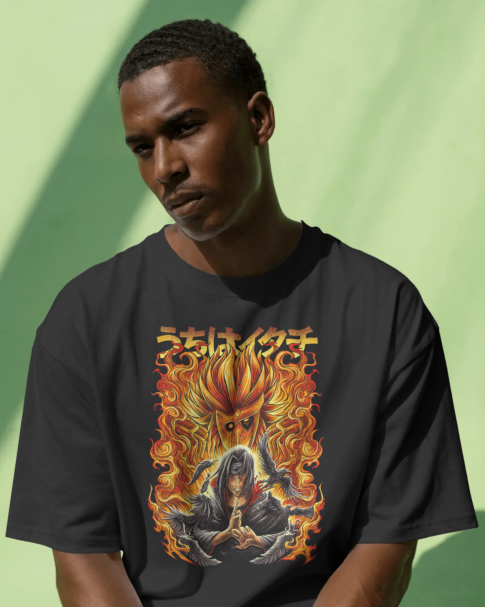 Itachi Uchiha — Susanoo Flame Drop Shoulder Heavyweight Cotton T-Shirt