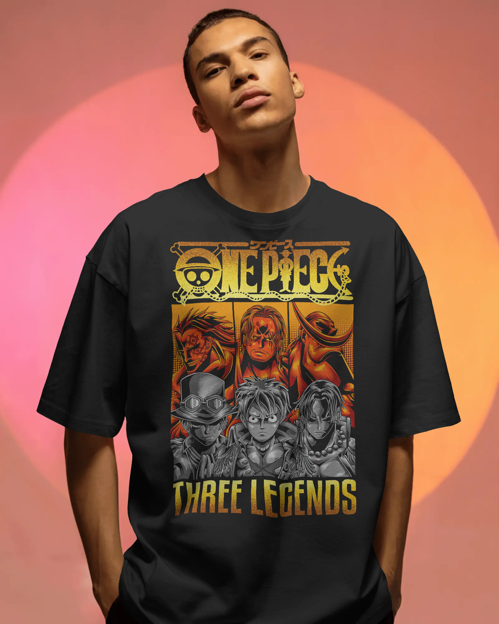 One Piece — Three Legends Heavyweight Drop Shoulder Cotton T-Shirt